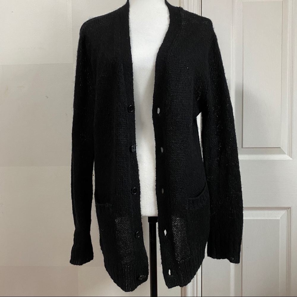 Blk Dnm Black Mohair Wool Nylon Loose Cardigan